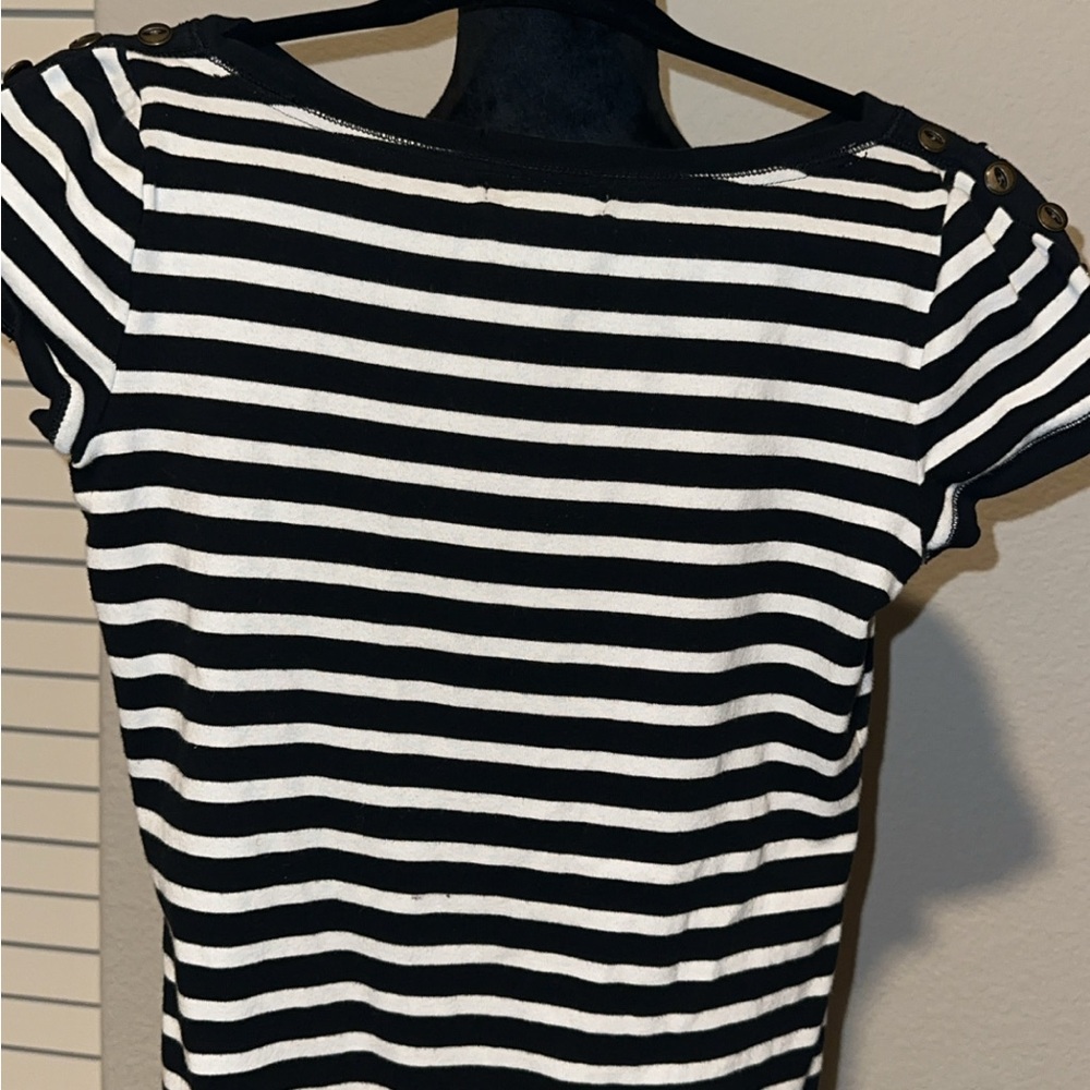 Black and White Striped Women's Top